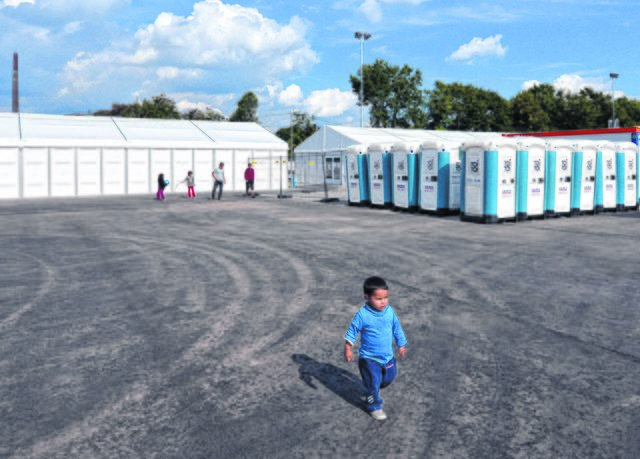 Nach dem Wechsel in den Krisenmodus stampft die Stadt Essen ein Zeltdorf nach dem anderen aus dem Boden, inzwischen sind es zehn an der Zahl.
Foto: Stadt Essen