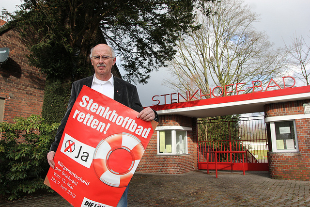 Dieter Polz und die Bottroper LINKE werden das Stenkhoffbad auch gegen neue Angriffe von SDP & CDU verteidigen.
