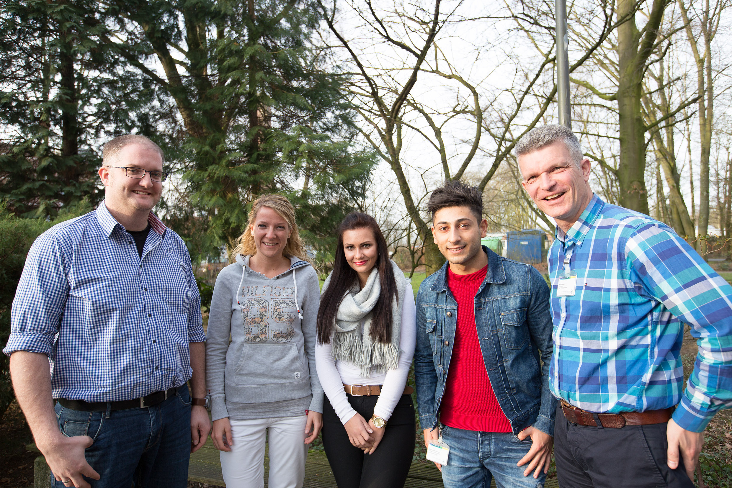 Pfleger mit Leib und Seele (v.l.n.r.): Christian Wagener, Kerstin Mantel, Isabele Wagenleitner, Mehmet Can Kabak und Karsten Hartdegen.