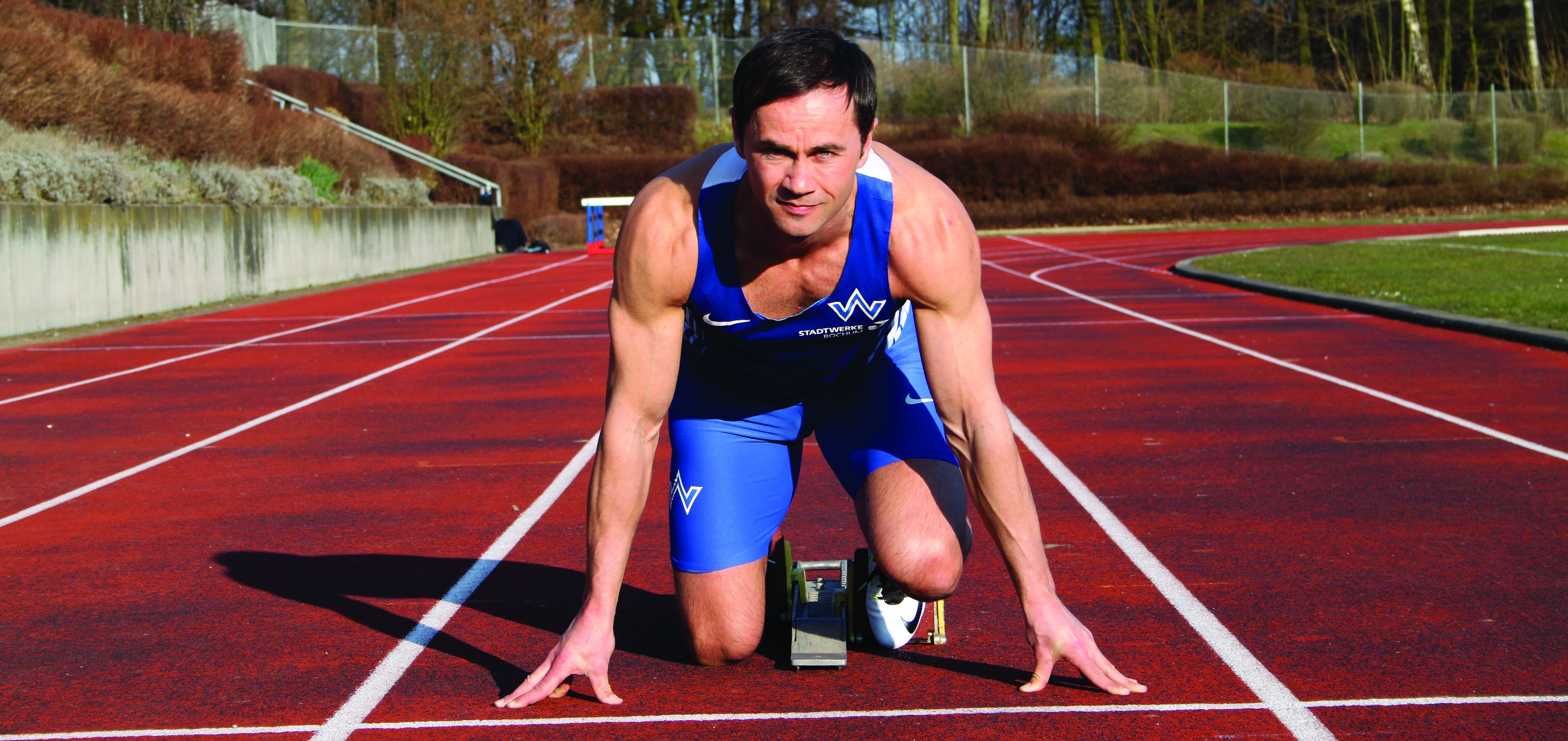 Alex Kosenkow in den Startblöcken auf dem Weg zu Olympia.