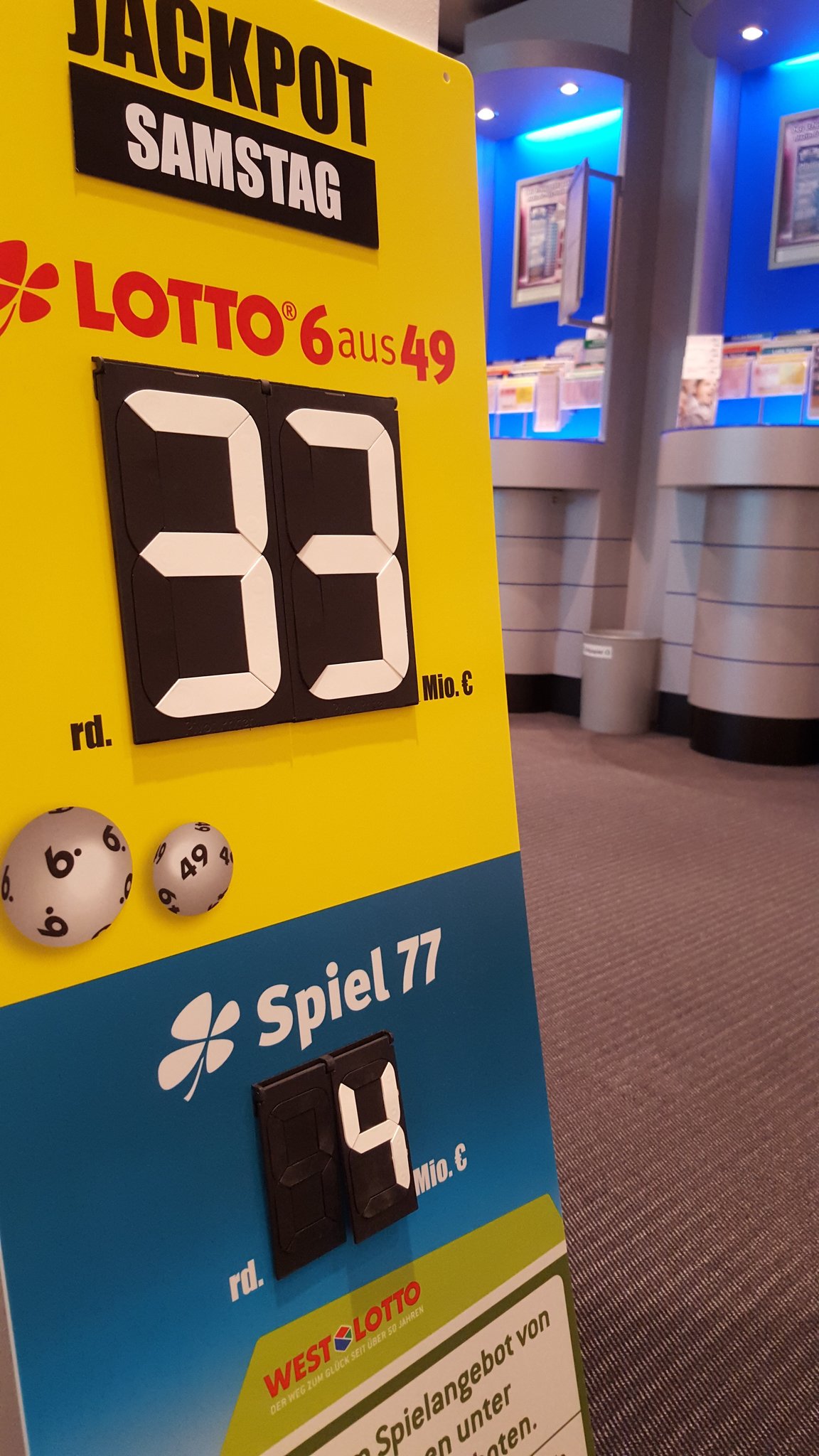 LottoJackpot 33 Millionen Euro werden am Samstag garantiert ausgeschüttet LottoJackpot 33 Millionen Euro werden am Samstag garantiert ausgeschüttet