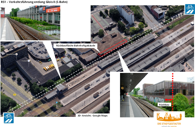 Streckenführung des Radschnellweges am Hauptbahnhof