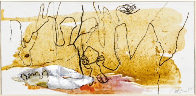 „Diese menschenfernen Traumlandschaften atmen Stille und eine bedingungslose Gelassenheit; nicht ohne Empathie, aber ohne Menschen. Die Einfühlung gilt dem Planeten, nicht mehr der species Mensch. Die zwei Seelen der Claudia Lüke sind soulmates, die in der realen Person und der Arbeit der Künstlerin zusammenfinden und kooperieren“, so sieht M.-Walter Erdmann die australischen Arbeiten wie dieses mit dem Titel "Land squigz ". Foto: ujesko