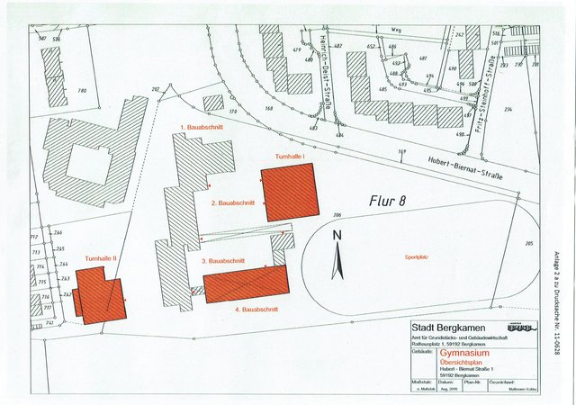 In den Sommerferien beginnen die ersten energetischen Sanierungsmaßnahmen am städtischen Gymnasium, die durch Gelder des Kommunalinvestitionsförderungsgesetzes gefördert werden. Grafik: Stadt Bergkamen