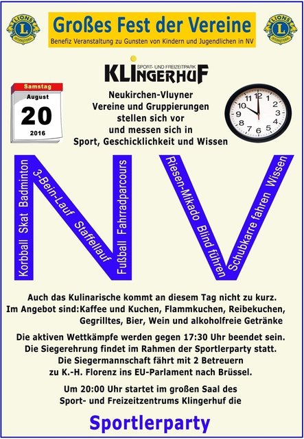 Fest der Vereine - Benefiz Veranstaltung in Neukirchen-Vluyn