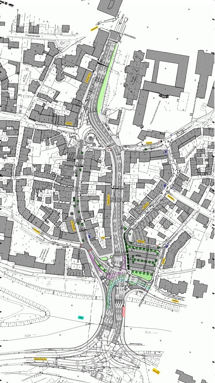 Plan des immer noch höchst umstrittenen Werdener Verkehrskonzeptes.
Grafik: Stadt Essen