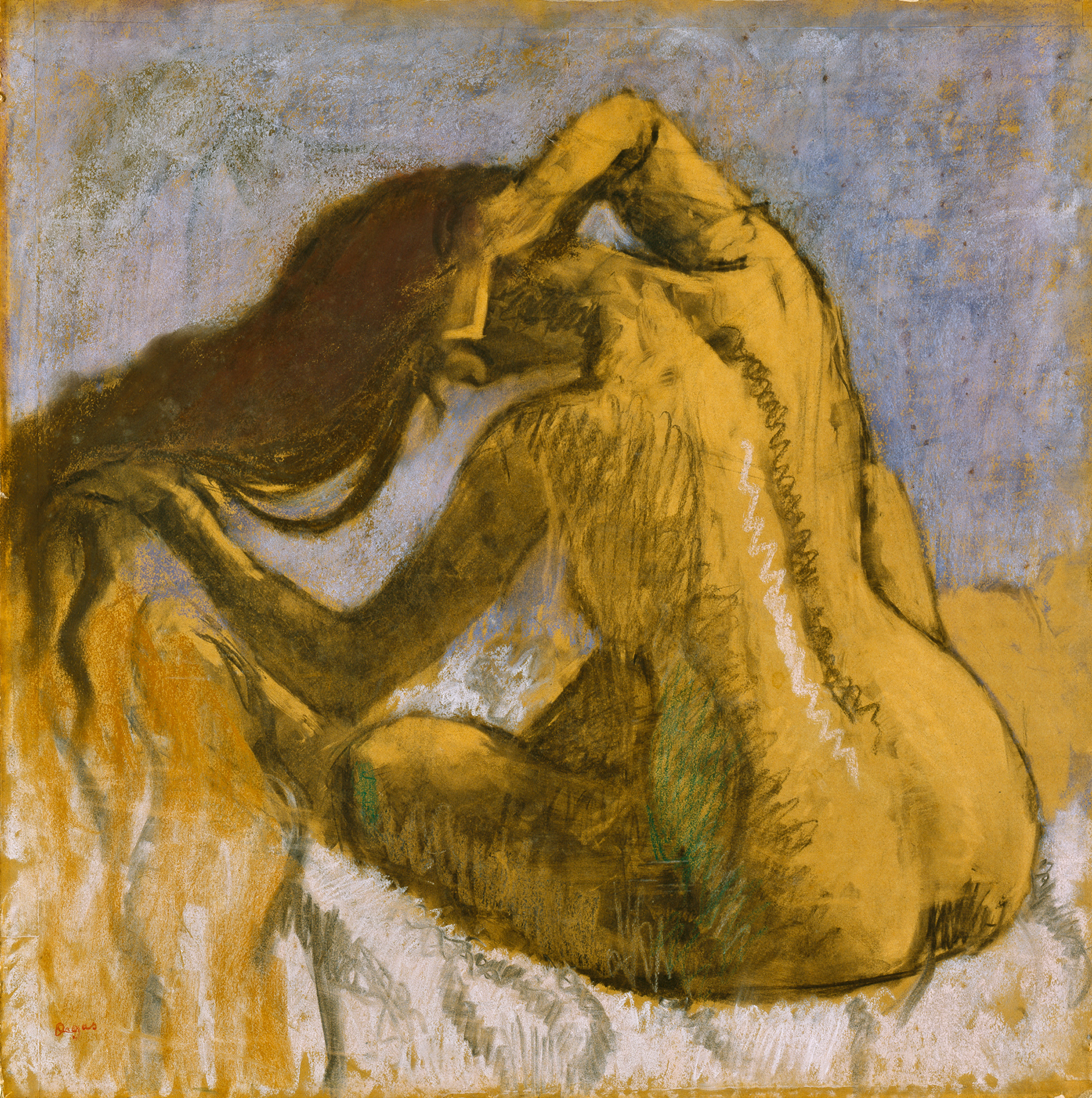 Edgar Degas, Sitzender Rückenakt beim Kämmen, um1897