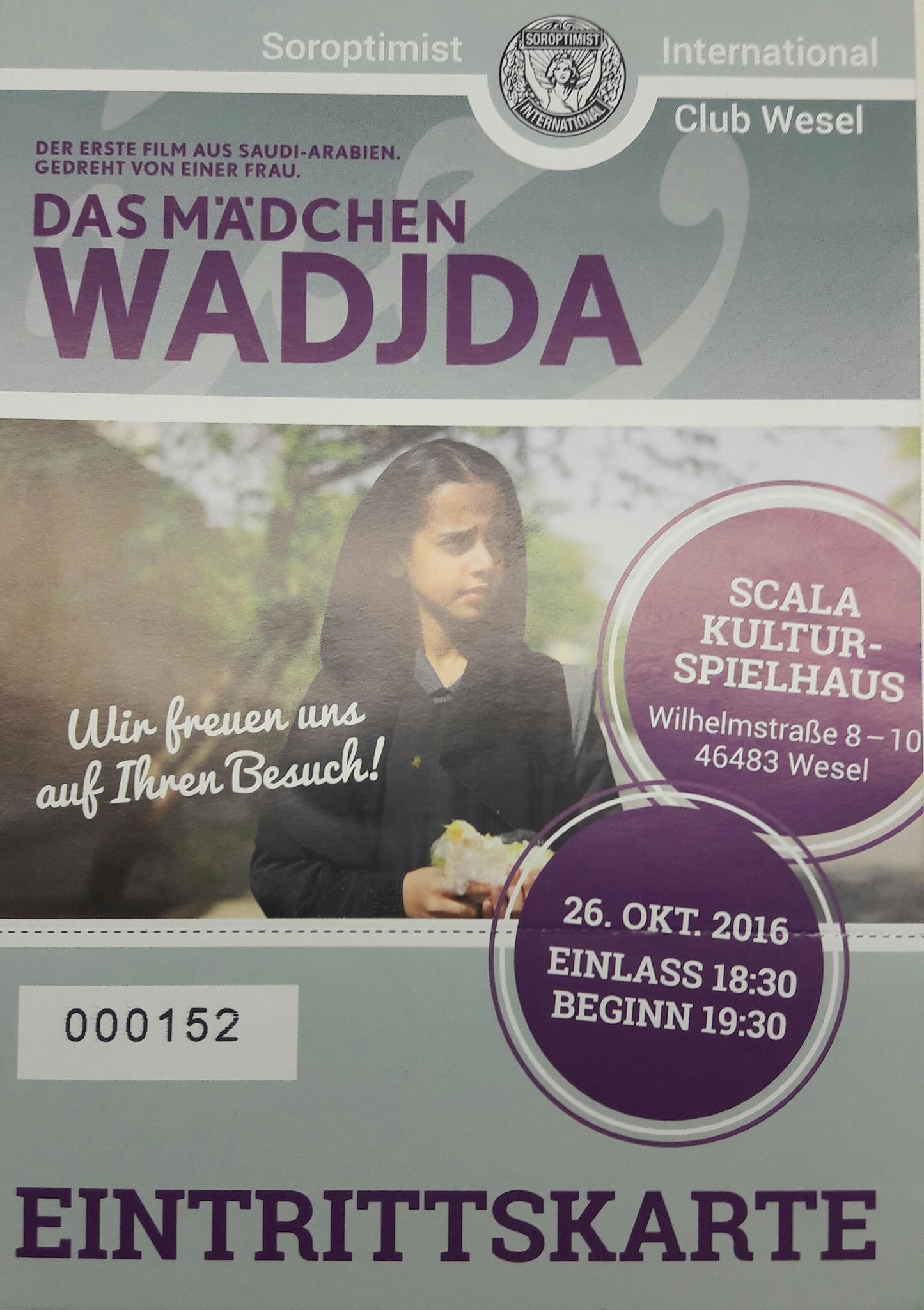 Kinokarte Das Mädchen Wadjda zu verschenken Wesel