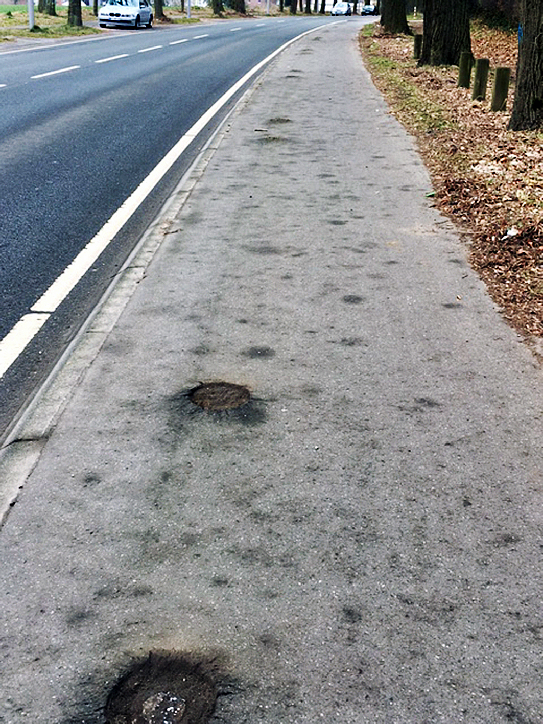 In einem weiterhin schlechten Zustand befindet sich der Radweg an der Konrad-Adenauer-Allee östlich der Kreuzung Feldhauser Straße.