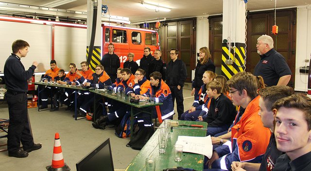Das Thema des Abends:  Brand- und Löschlehre  mit Marvin Sacher - Alle Betreuer aufmerksam mit im Einsatz