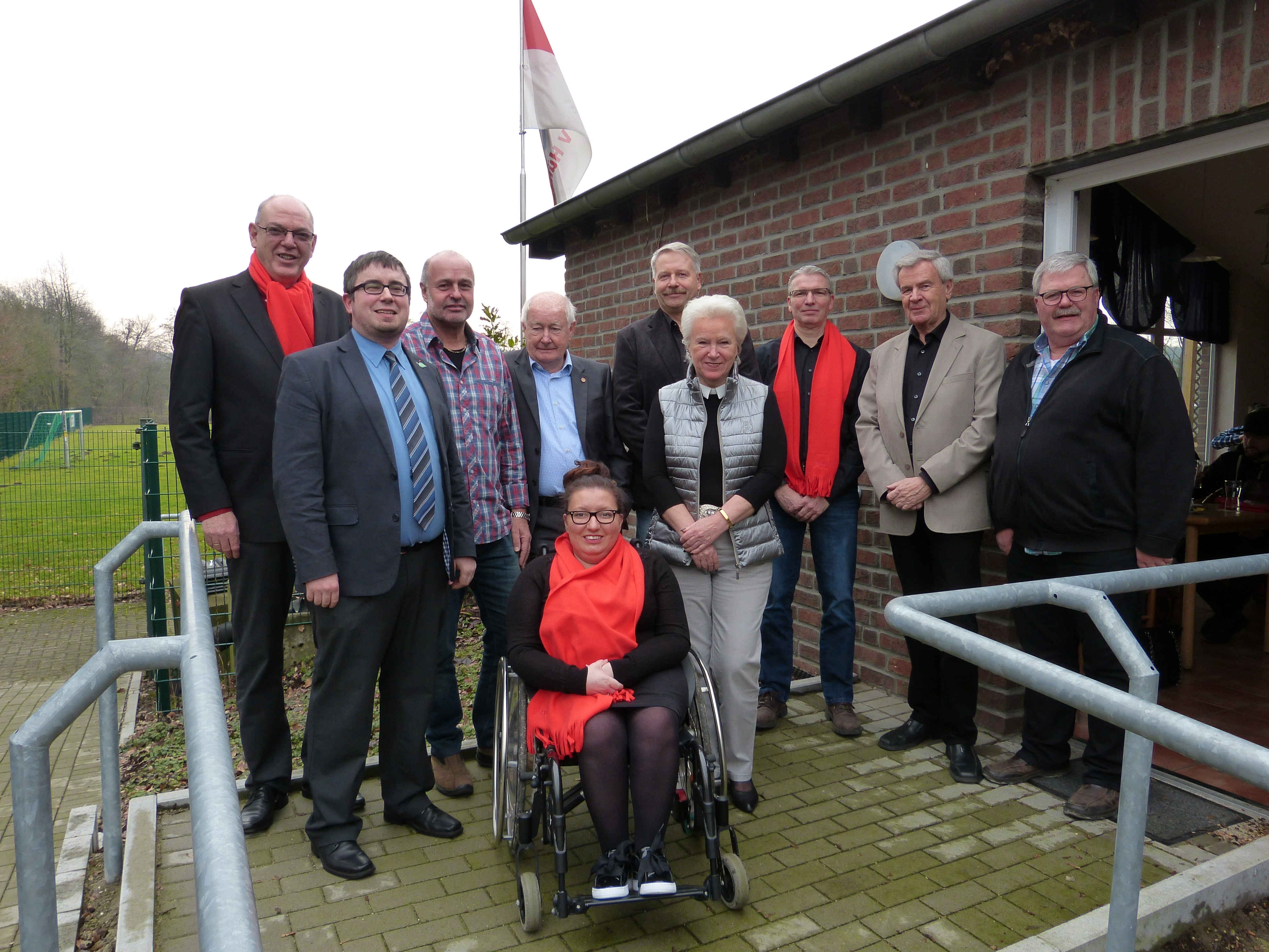 Jubilare und Vorsitzende (v.l.): Stephan Barske, Jan Scholte-Reh, Horst Meyer, Klaus Schott, Dominique Freitag, Ralf Köster, Doris Wibbelhoff, Eric Freitag, Horst Wilhelm Hellwig und Bernfried Kleinelsen.