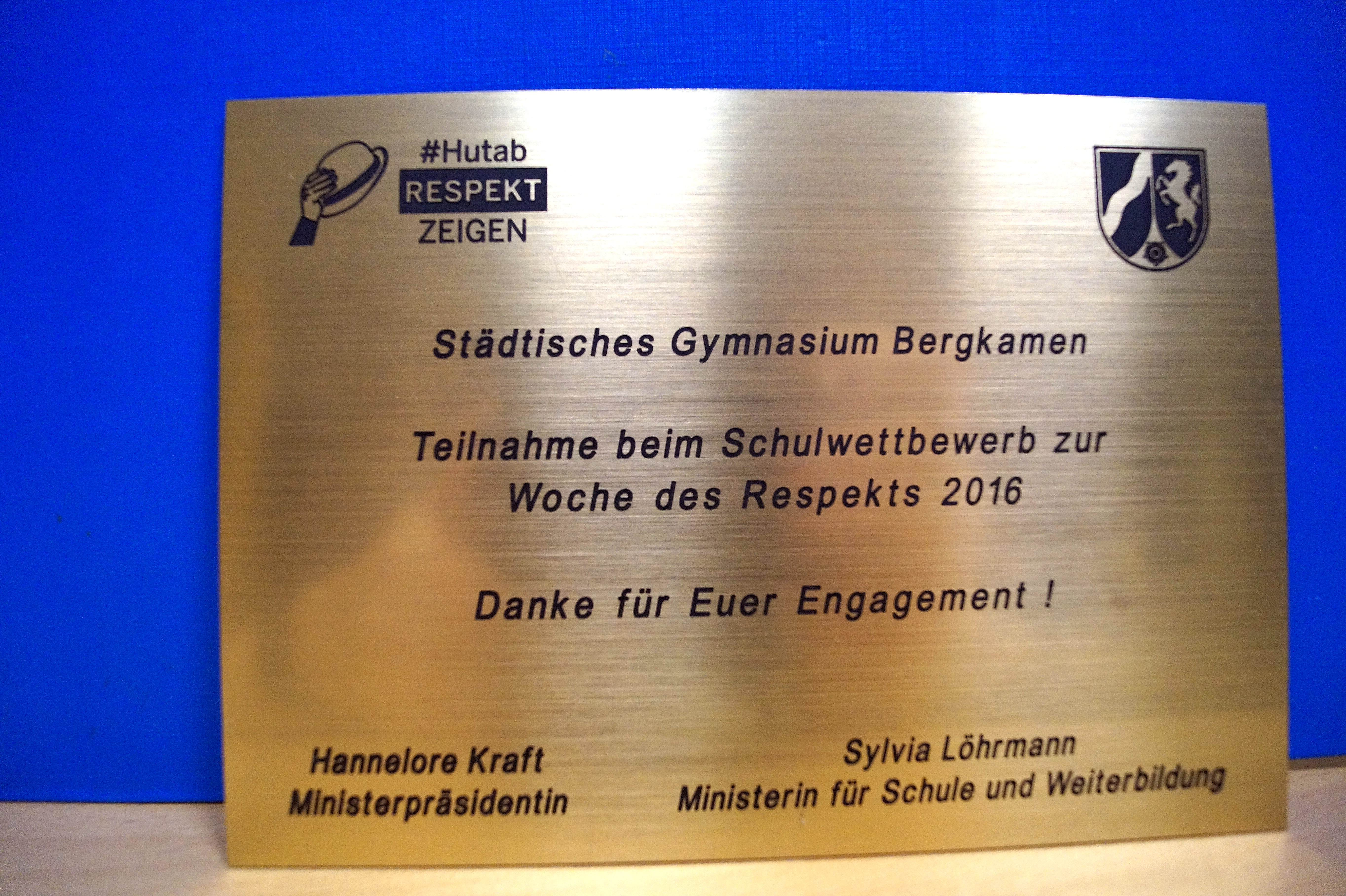Das Gymnasium Bergkamen erhält die Auszeichnung „Mehr Respekt“ der Landesregierung NRW.