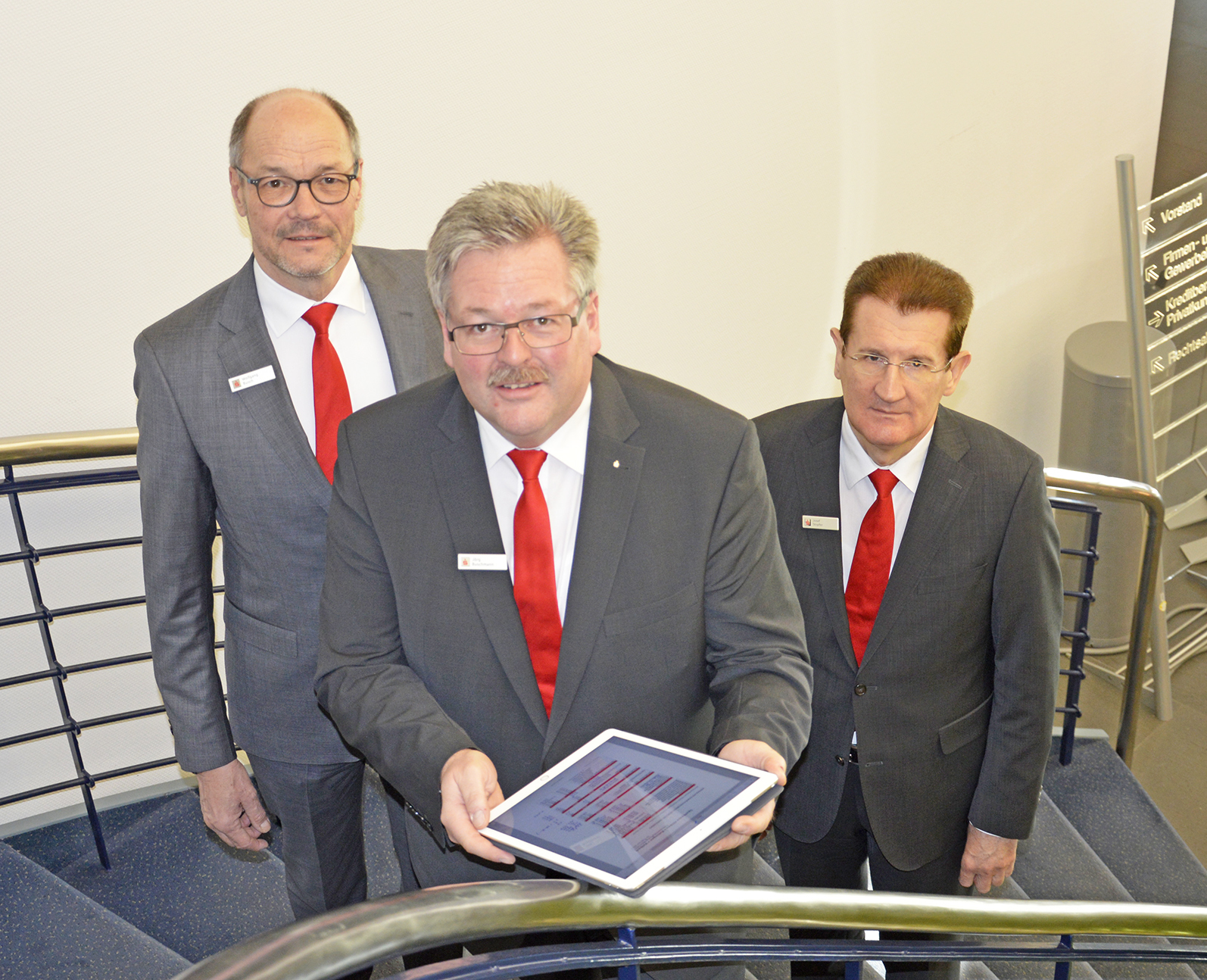 Der Gesamtvorstand der Sparkasse HRV: Wolfgang Busch (von links), Jörg Buschmann und Josef Stopfer.