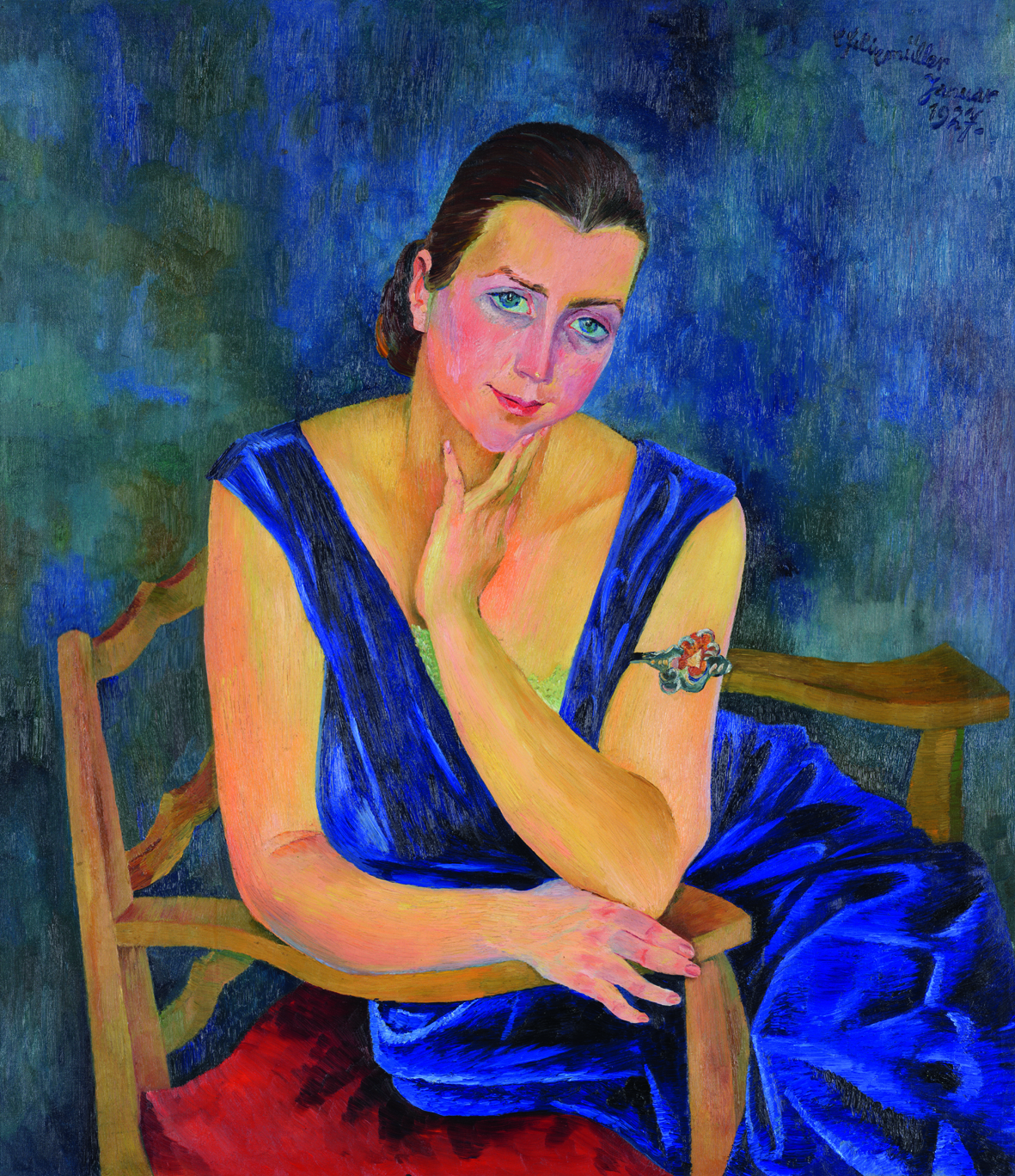 Conrad Felixmüller, Bildnis Londa im blauen Samtkleid, Öl auf Leinwand, VG Bild-Kunst, Bonn 2016