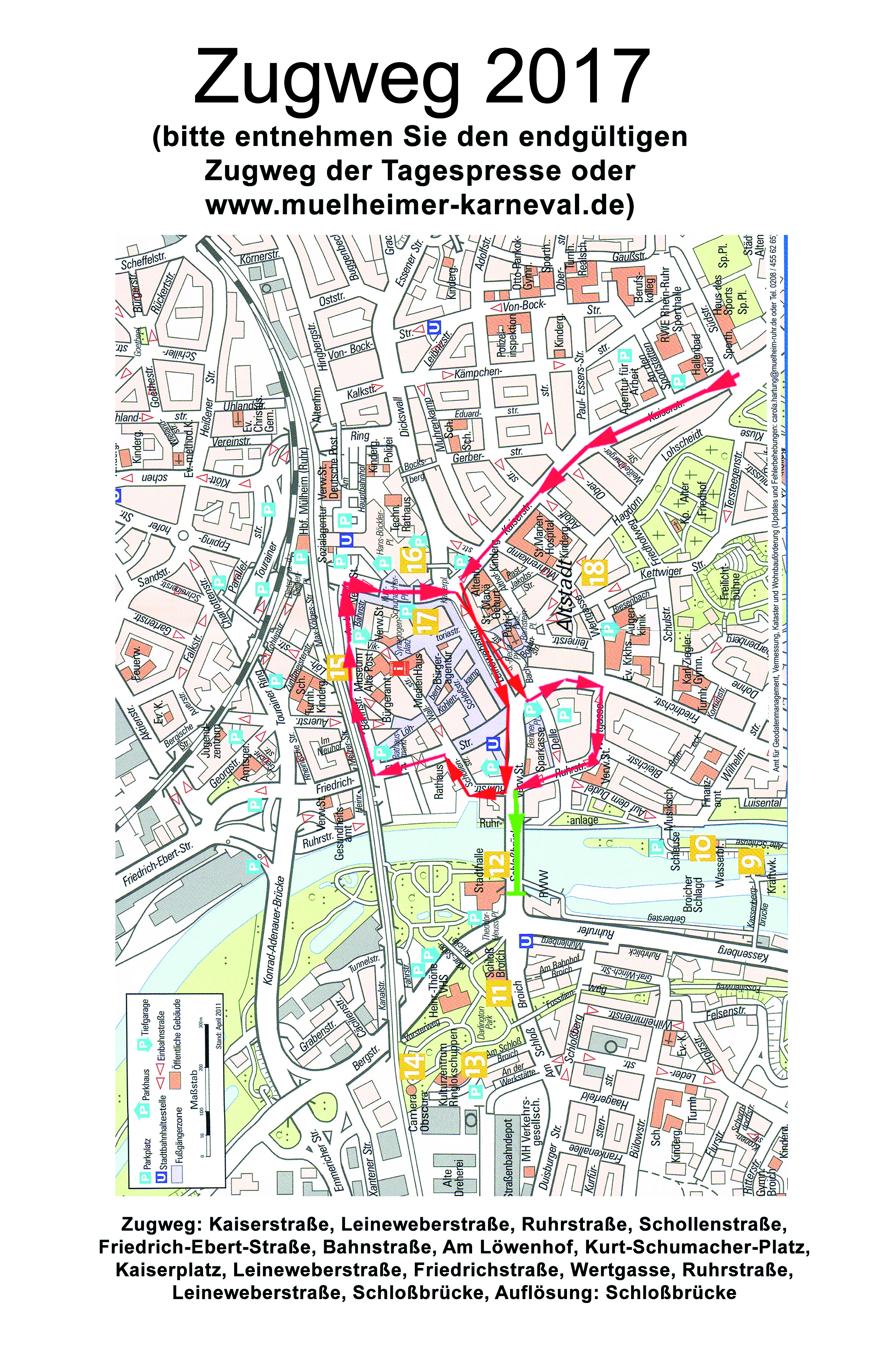 Die Schollenstraße wird für den Rosenmontagszug geöffnet, der Zug nimmt seinen gewohnten Weg.