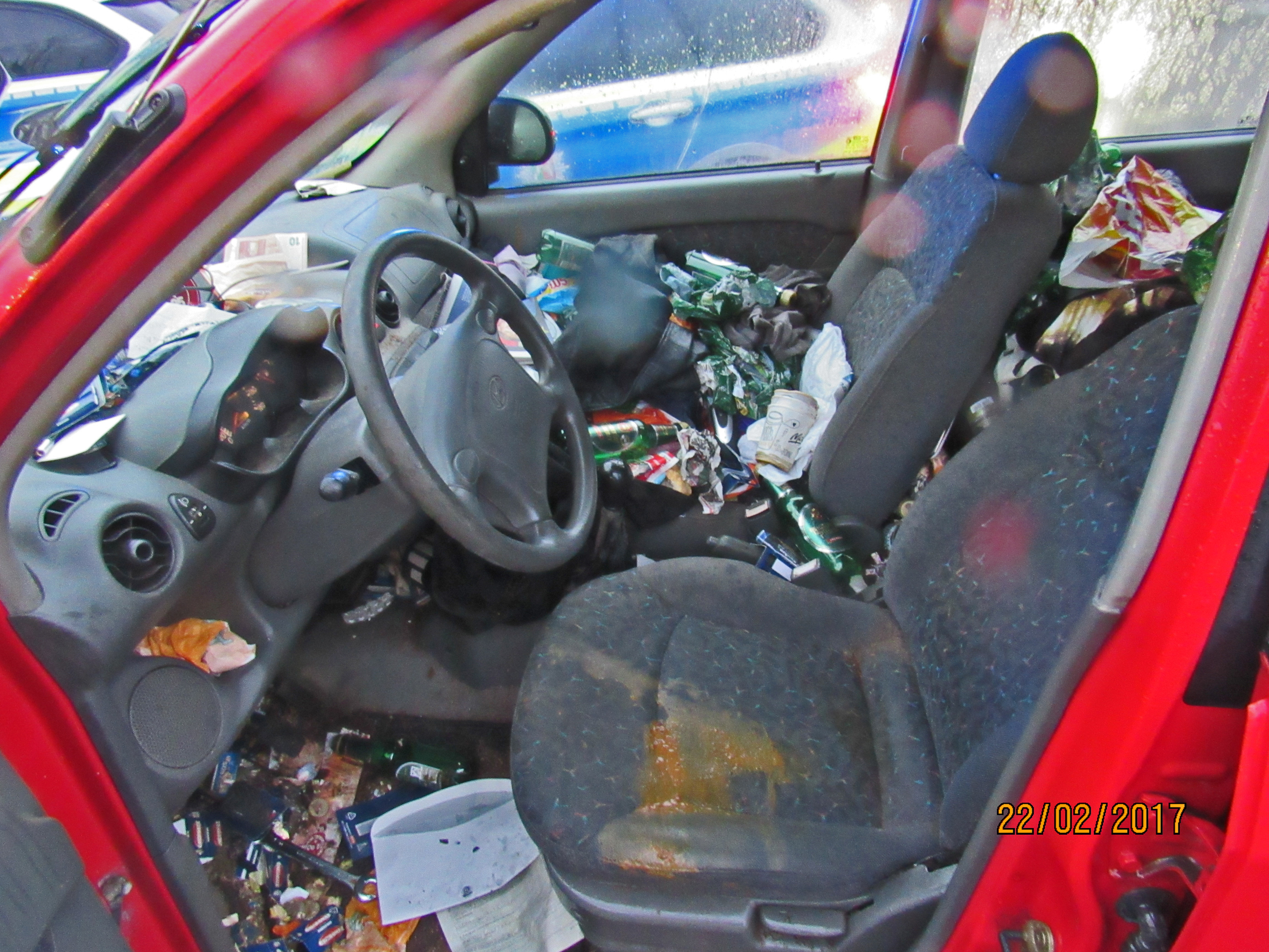 Zahlreiche leere Bierdosen fanden sich im Fahrzeuginneren.