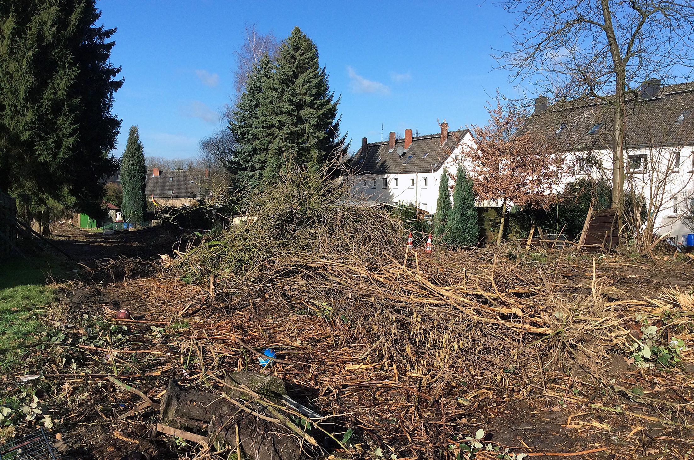 Derzeit lässt das Wohnungsunternehmen VIVAWEST in Ellinghorst eine Brachfläche von Wildwuchs befreien. Das führte bei den Anwohnern zu heftigen Gerüchten über angebliche VIVAWEST-Pläne zur Bebauung des Areals mit Wohnungen.