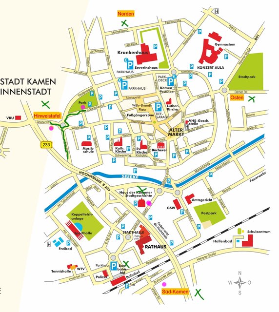 11. Bild. Stadtplan mit Himmelsrichtungen für das Fehl-Planungsamt.