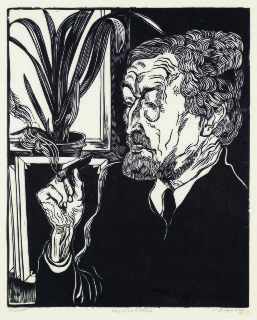 Conrad Felixmüller, Christian Rohlfs, 1927, Holzschnitt, Sammlung Wilke, VG Bild-Kunst.