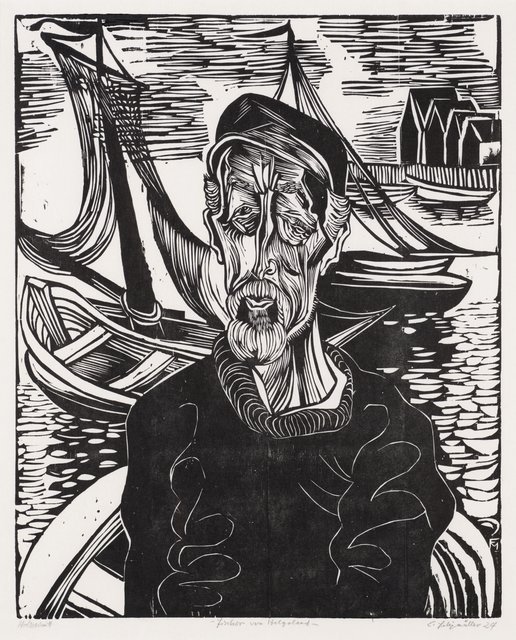 Conrad Felixmüller, Der Fischer von Helgoland,1924, Holzschnitt, Sammlung Wilke, VG Kunst-Bonn.
