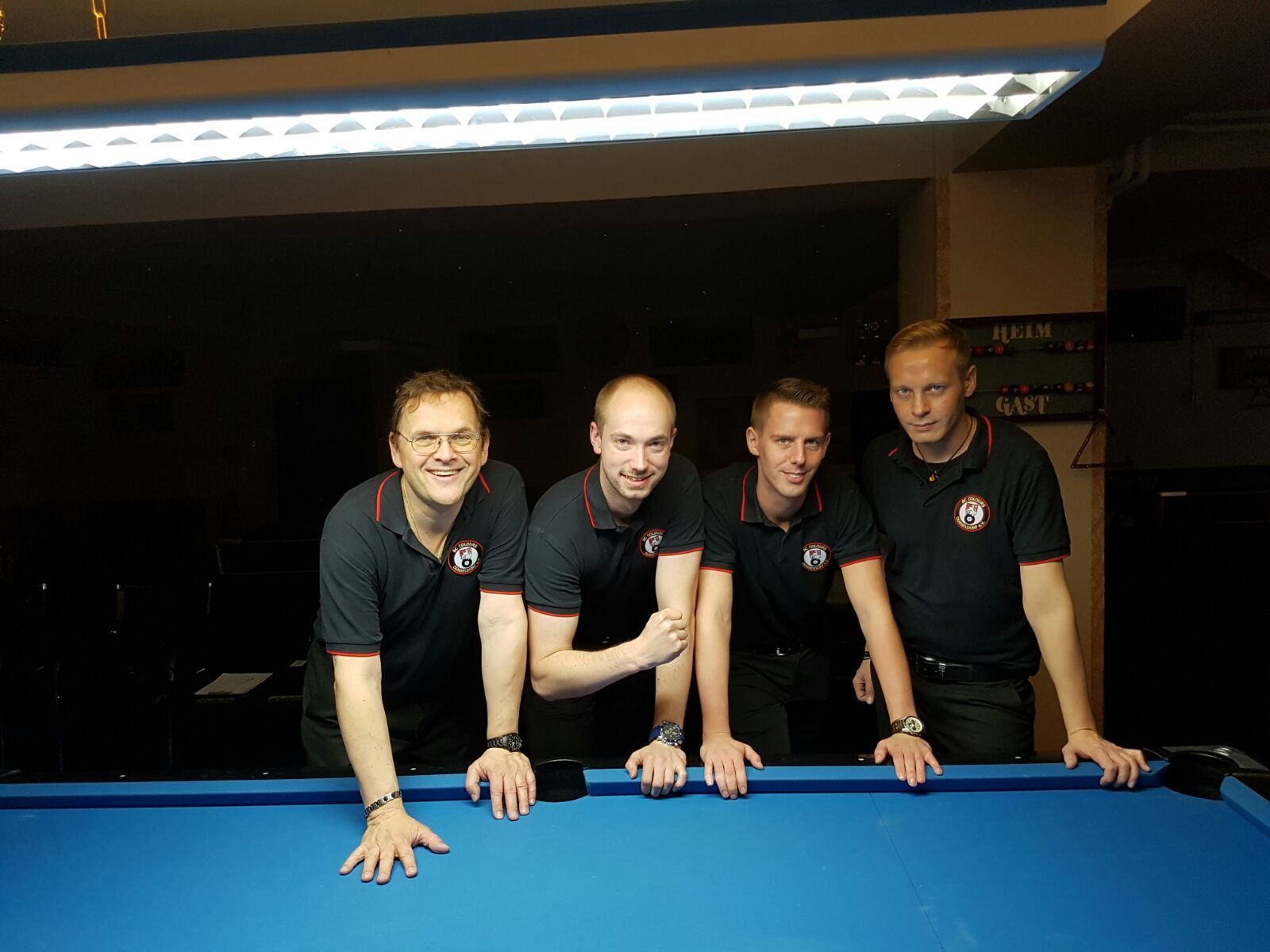 Die 1. Mannschaft des BC Colours Düsseldorf: Harald Heller, Marcel Nottebaum, Tim Guber und Nico Seidler