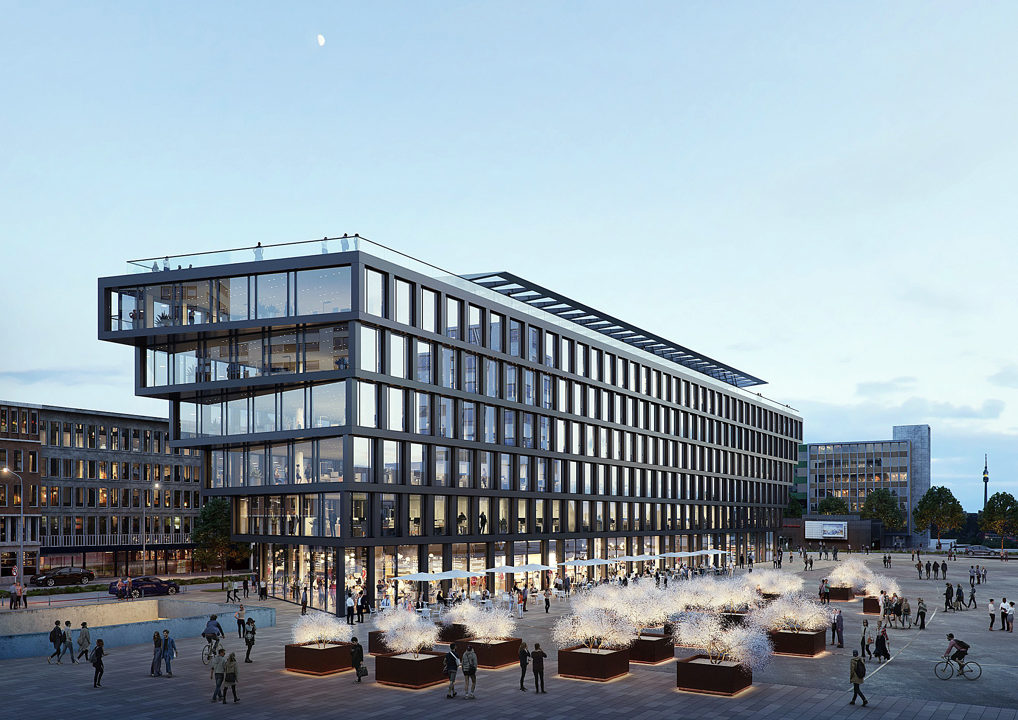Das Gebäude am neugestalteten Portsmouthplatz wird fast 100 Meter lang und sechs Stockwerke hoch.