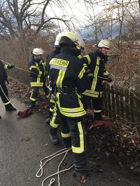 Die Kollegen sicherten die abgeseilten Feuerwehrleute. | Foto: Feuerwehr Sundern