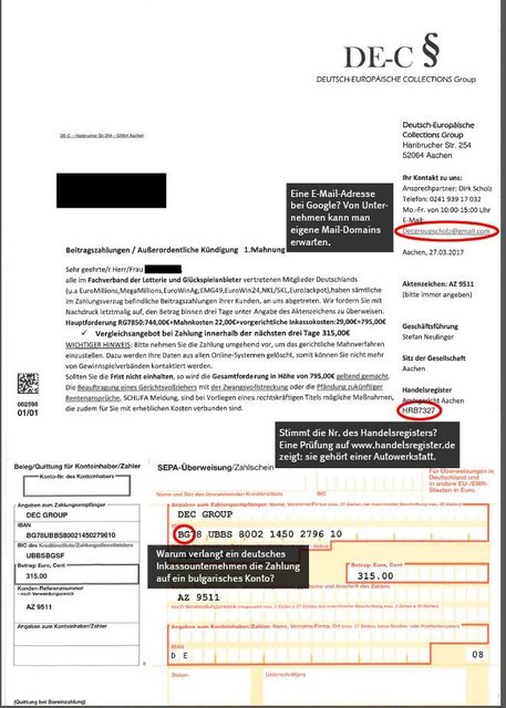 Darum erscheint der Brief von "DE-C" unseriös