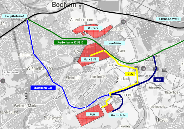 Lösung mit U35 und Direktbus