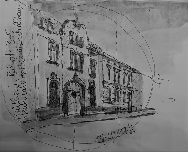 Skizze der Galerie an der Ruhr / Schmitz-Scholl-Haus in der Ruhrstr. 3 in der Kunststadt Mülheim (copyright: Dirck Lietke) | Foto: Dirck Lietke