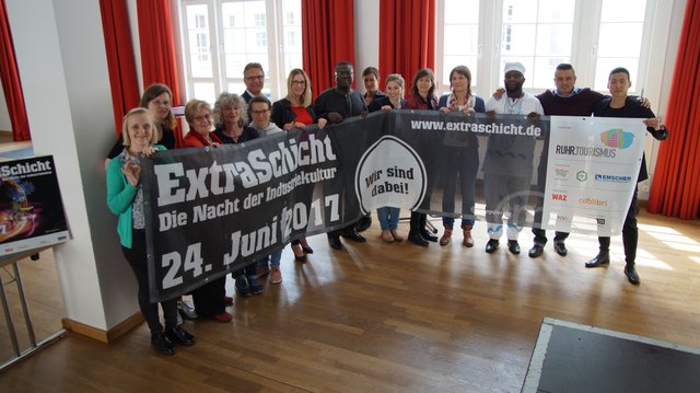 Mit viel Herzblut dabei: Aus dem "Haufen" Organisatoren sind spätestens im Laufe der Vorbereitungen zur ExtraSchicht 2017 Freunde geworden.