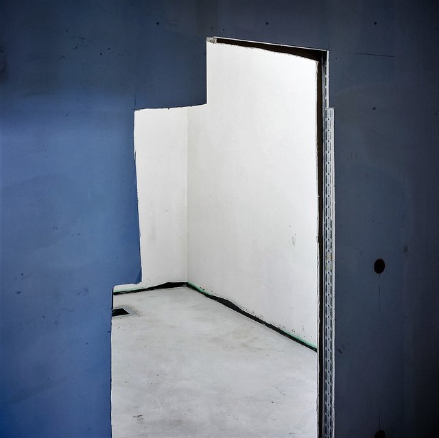 Fotokunst: Arbeit von Max Schulz in der Ausstellung "NACH PLAN" in Lüdinghausen - Aufnahmen beim Bau des Gesundheitscampus Lüdinghausen