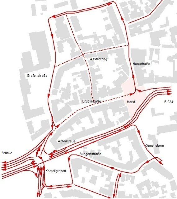 So sollen die Verkehre zukünftig durch Werden fließen.
Grafik: Archiv