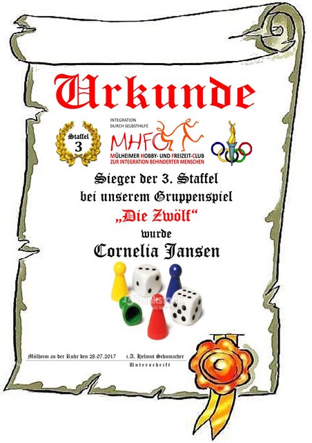 Spielgruppe "Die Zwölf" am 28.07.2017.