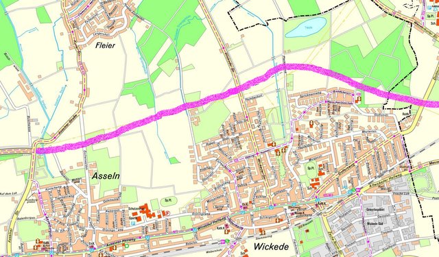 Die geplante Trasse der Brackeler Straße in Asseln und Wickede