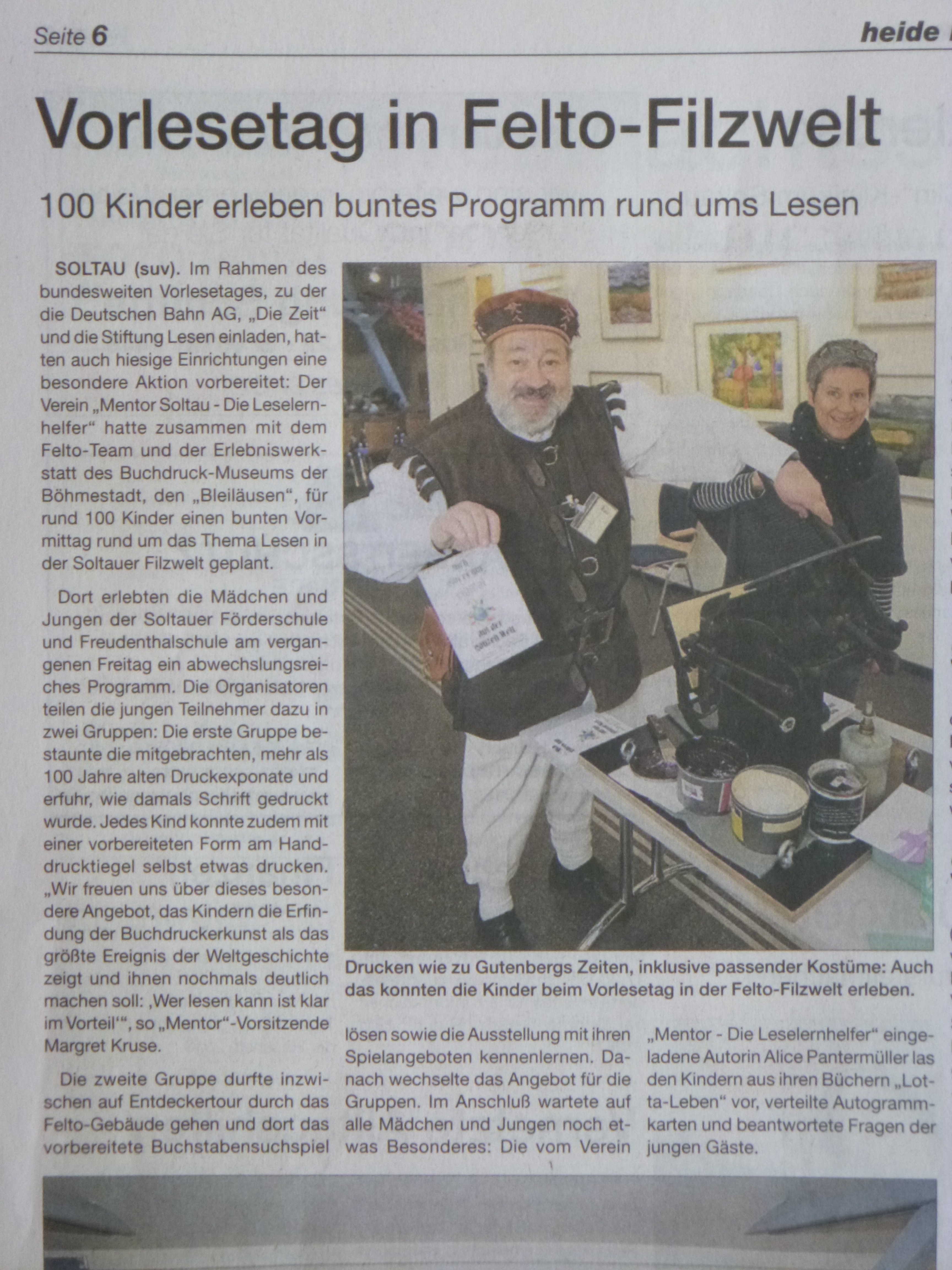 Zeitungsartikel aus dem HeideKurier vom Sonntag, dem 19. November 2017.