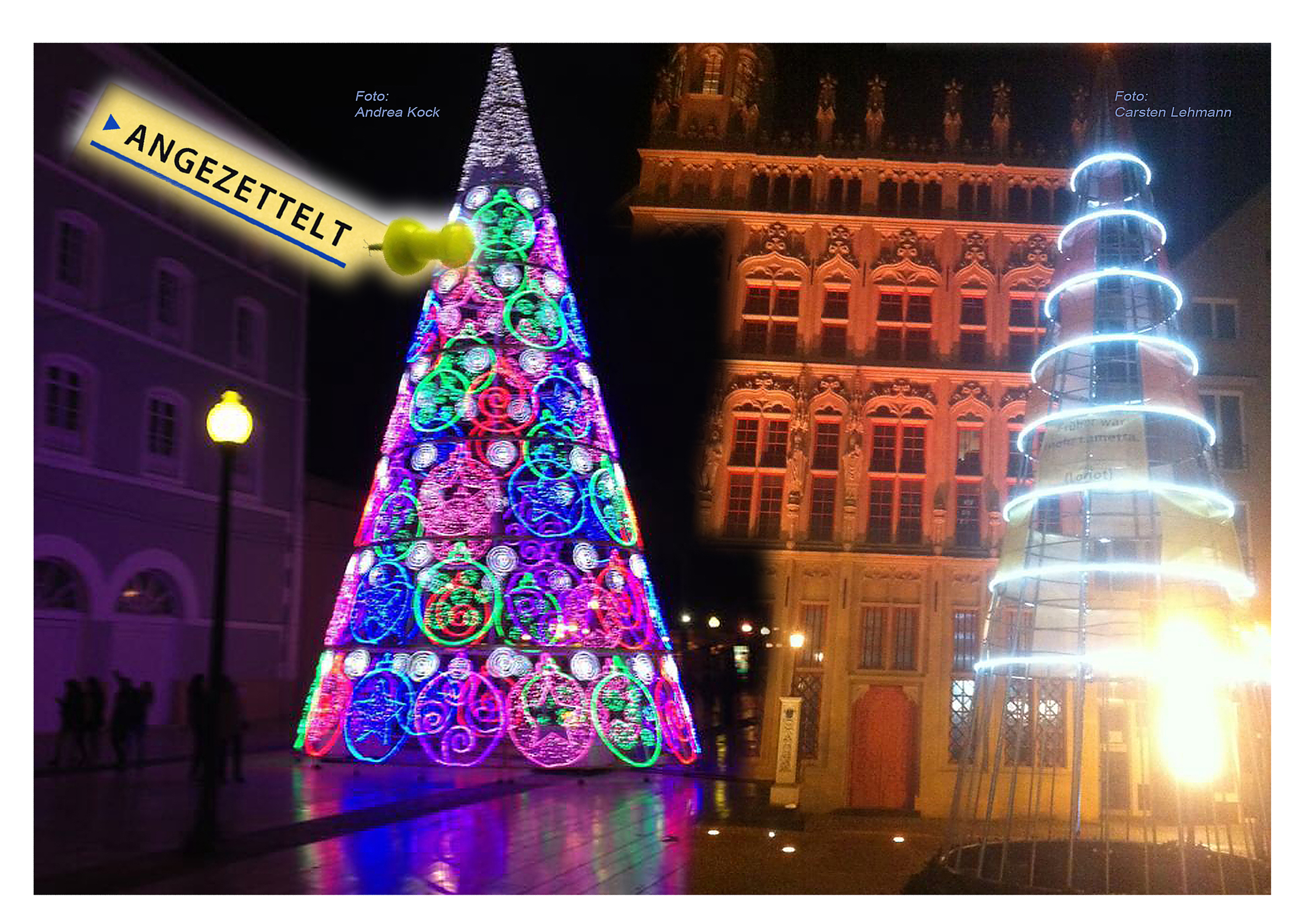 Das Stahlgerüst links stand im Advent 2016 im spanischen Catagena - rechts der Weseler Stahlbaum.
