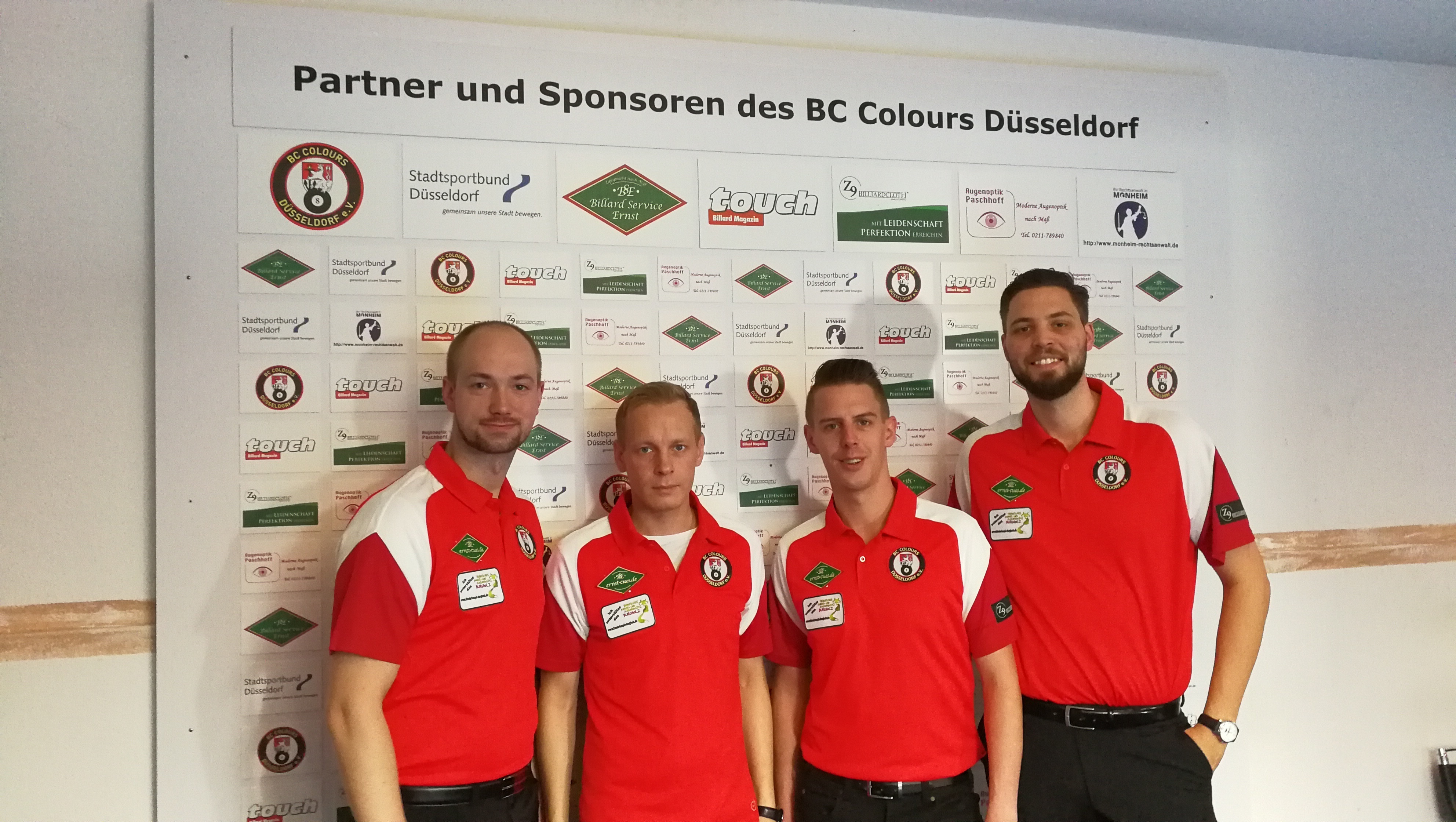 Das Oberligateam des BC Colours Düsseldorf: Marcel Nottebaum, Nico Seidler, Tim Guber und Fabian Breuer