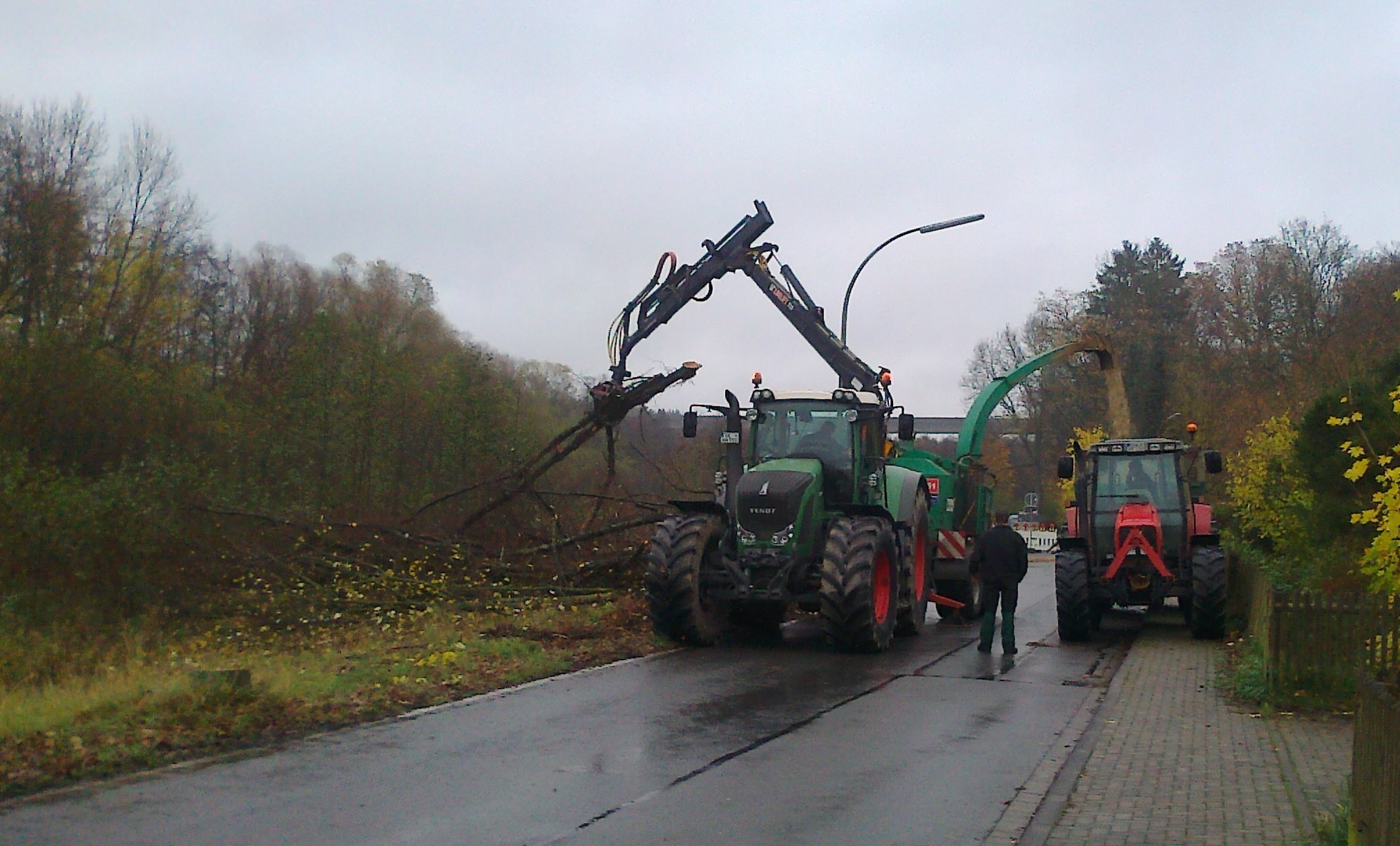 Kleinhäckseln der Baumreste