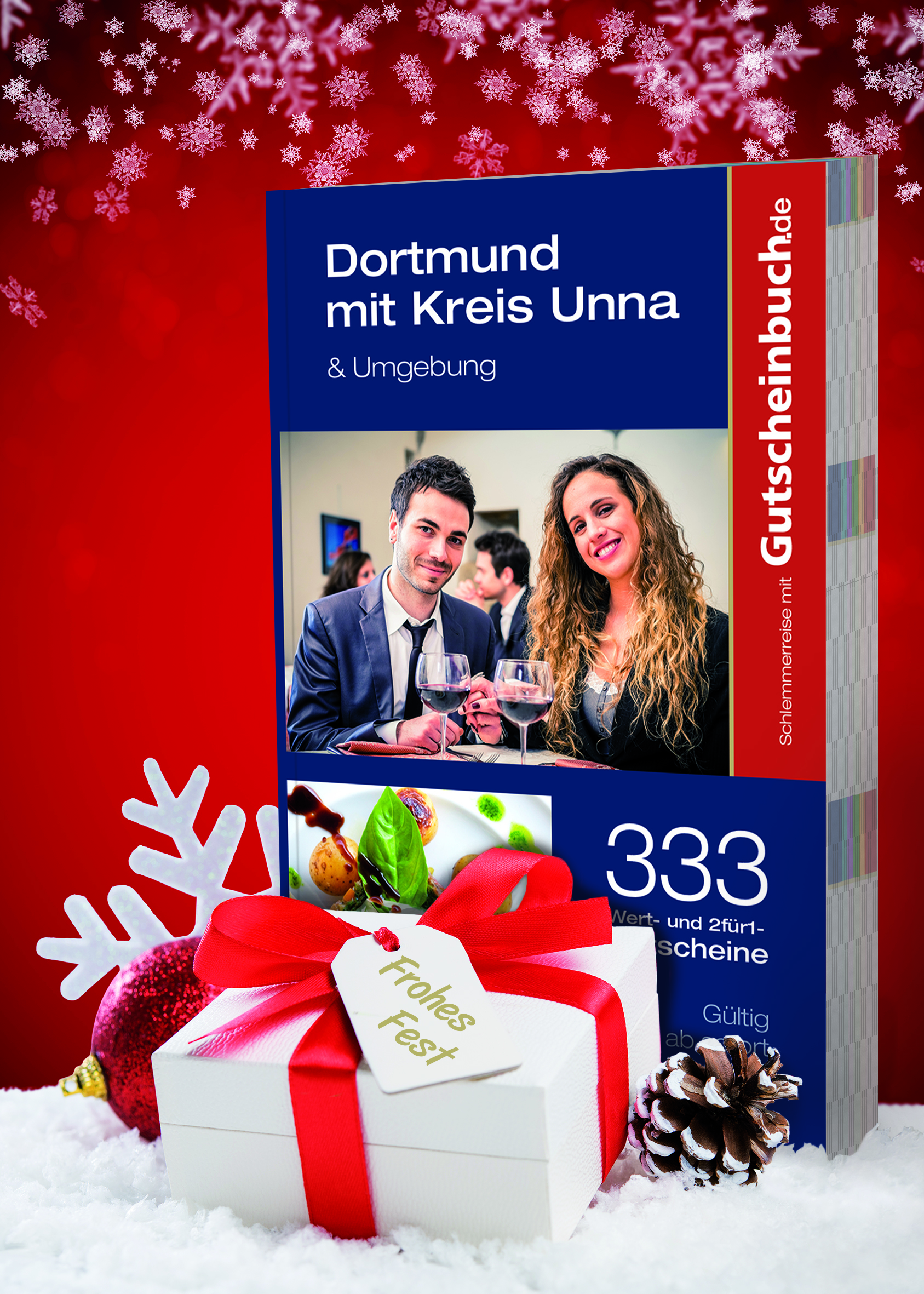 Das blaue Gutscheinbuch ist ein Geschenk, das lange nach Heiligabend Genießer-Wünsche wahr werden lässt, erhältlich zum Sonderpreis von 17,95 Euro.