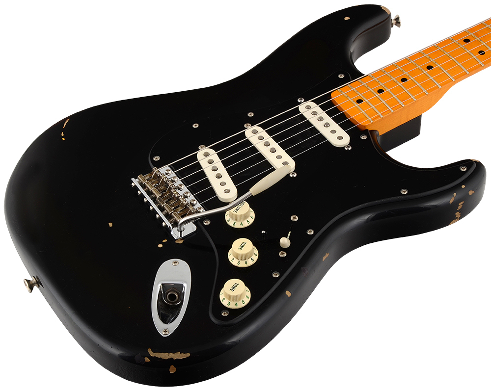 David Gilmoures Stratocaster; diese Gitarre hat ihn erst bei Pink Floyd und später auch solo begleitet.