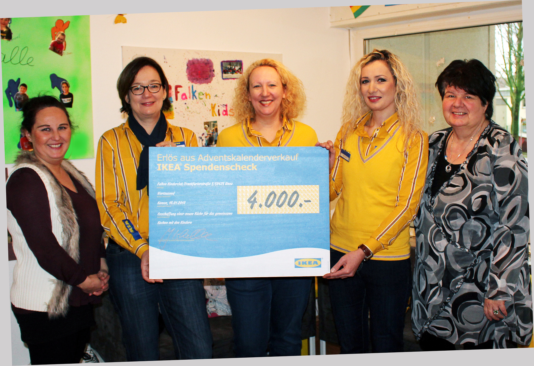 Johanna Dörr (Falken Kinderclub), Jutta Iskalla, Melanie Schwerte, Safet Yazid (Ikea Kamen) und Heike Pente (Falken-Hamm-Unna)