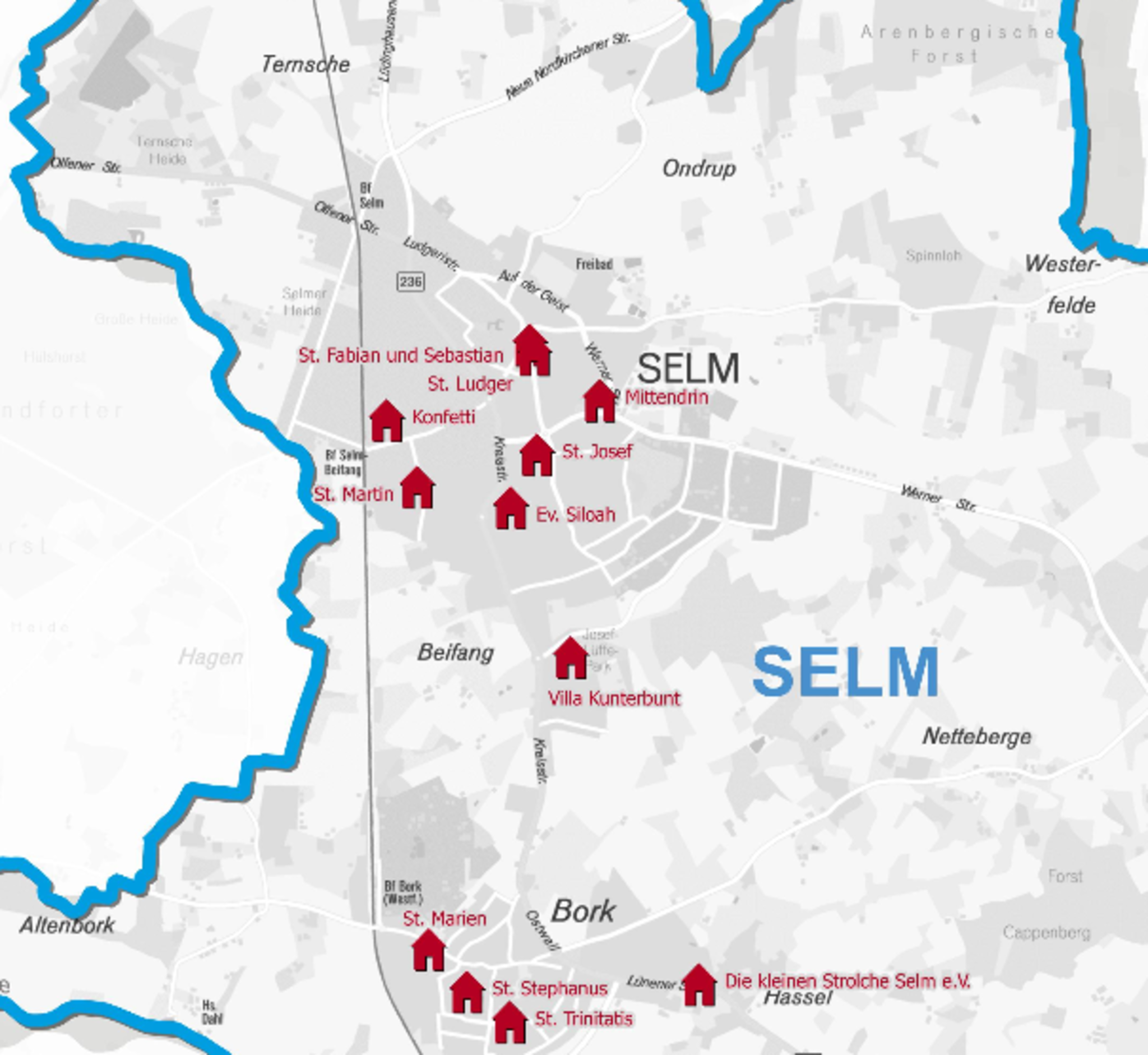 Kita-Karte für den Kreis Unna - und für Selm - Selm