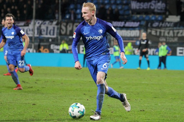 (C) Andreas Molatta , 29.01.2018 , Bochum ,
2.Bundeslige , 20.Spieltag , VfL Bochum 1848 - DSC Arminia Bielefeld ,
Luke Hemmerich