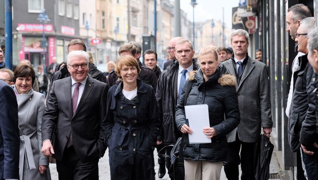 Bundespräsident Frank-Walter Steinmeier und seine Frau Elke Büdenbender informierten sich über die Situation in Marxloh. Fotos: Frank Preuß