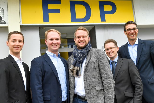 Markus Schulz, Jonas Wellkamp, Tobias Panne, Sebastian Pollmeier und Moritz Pöschke bilden das neue FDP-Team.