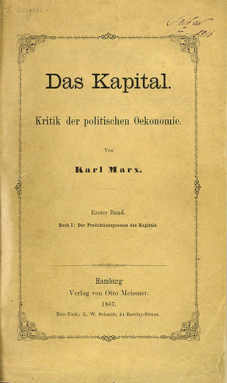 Das Titelblatt der Erstausgabe aus dem Jahre 1867: Das Kapital - Kritik der politischen Ökonomie.