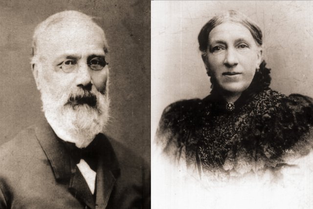 Meine Ur-Großeltern, J. N. und L.B. geb. 1814 und 1833,--- verh. 1855 --- gest. 1885 und 1900