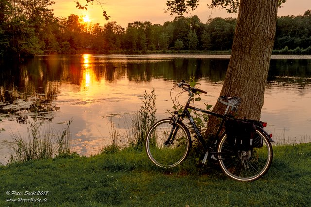 "Tag des Fahrrad´s", da hat das Fahrrad auch mal frei. (Am See in der Dingdener-Heide)