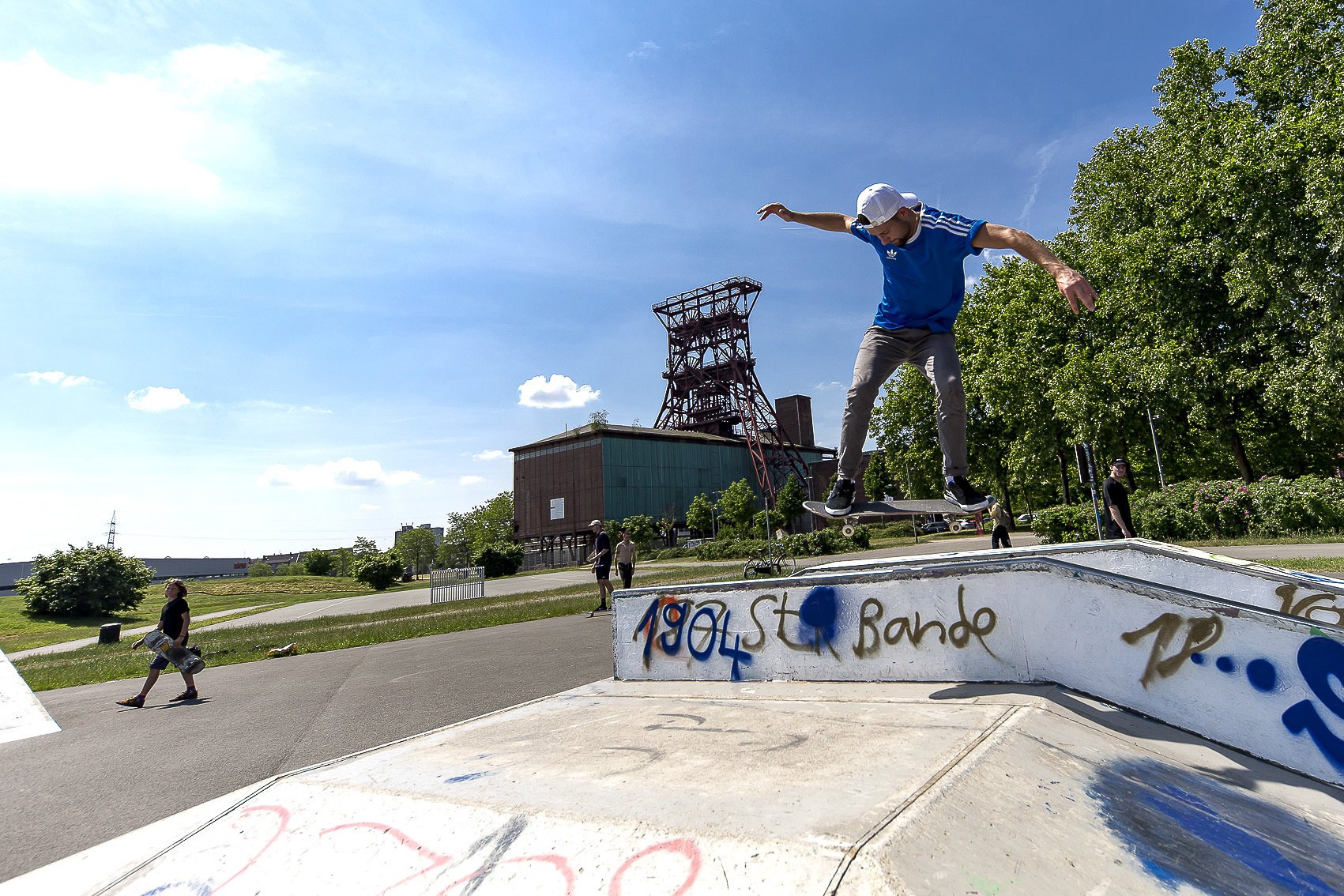 Mit Blick auf die Zeche: Die Skateanlage der Trendsportanlage Consol.